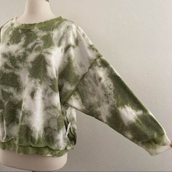 Free People Kelly Washed Tie Dye Set Sweatshirt Shorts Army Green Women's XS NWT - Picture 4 of 14